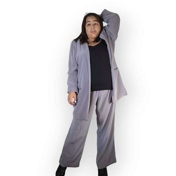 LOUBEN WOMENS 2 PIECE OUTFIT SIZE 14  GREY TOP WITH HIGH RISE PANTS - Picture 9 of 14